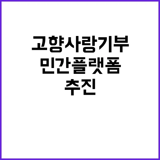 고향사랑기부 민간플랫폼 도입 추진!