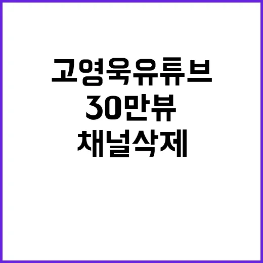 고영욱 유튜브 채널…