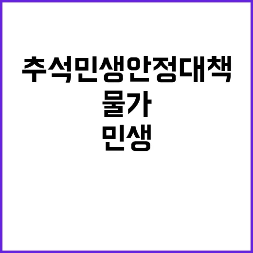 추석 민생안정대책 …