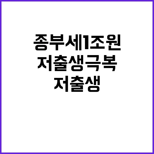 종부세 1조 원 저출생 극복 재원!