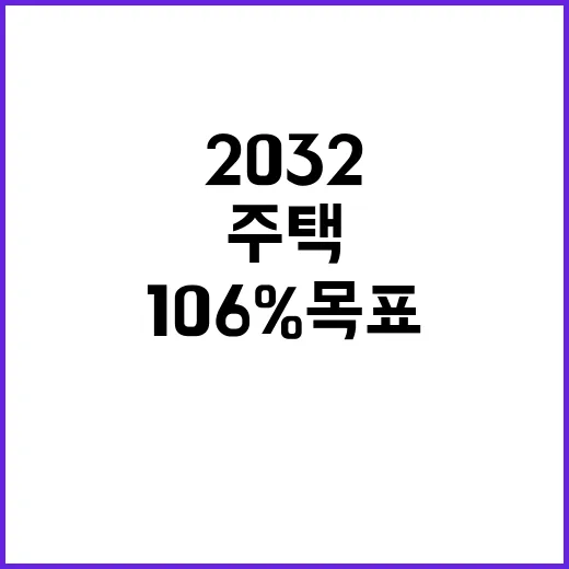 주택 2032 106% 목표 국민 주거 안정!