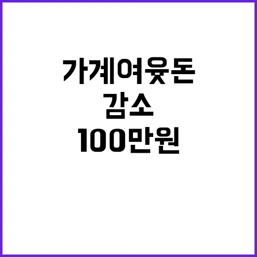 가계 여윳돈 감소 100만원 위기!