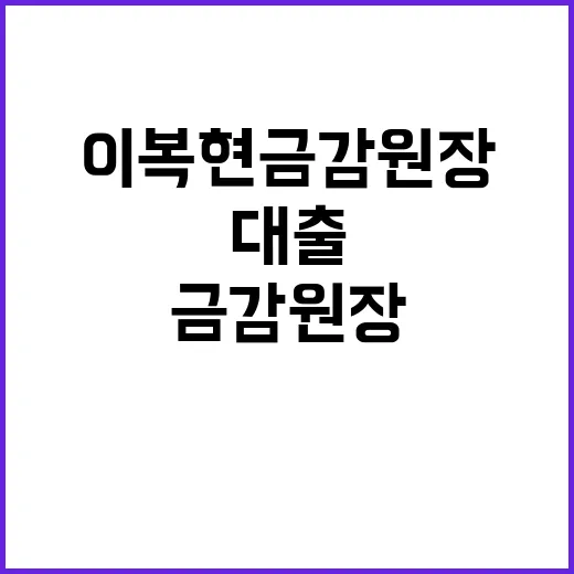 이복현 금감원장 실수요자 대출 지속!