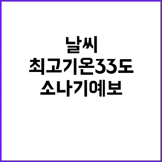 날씨 전국 소나기 예보 최고기온 33도!