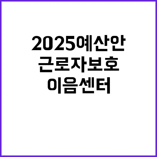 2025 예산안 근로자 보호 이음센터 확대 추진