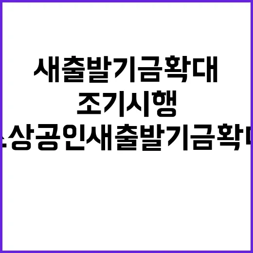 소상공인 새출발기금 확대 조기 시행 지금 확인!