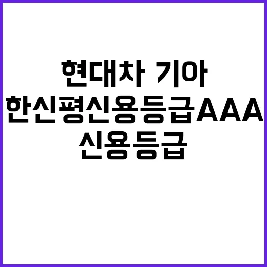 현대차·기아 한신평 신용등급 AAA 달성!