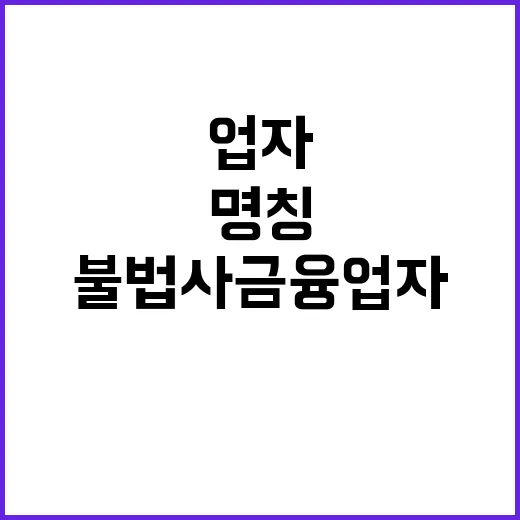 불법사금융업자 명칭…