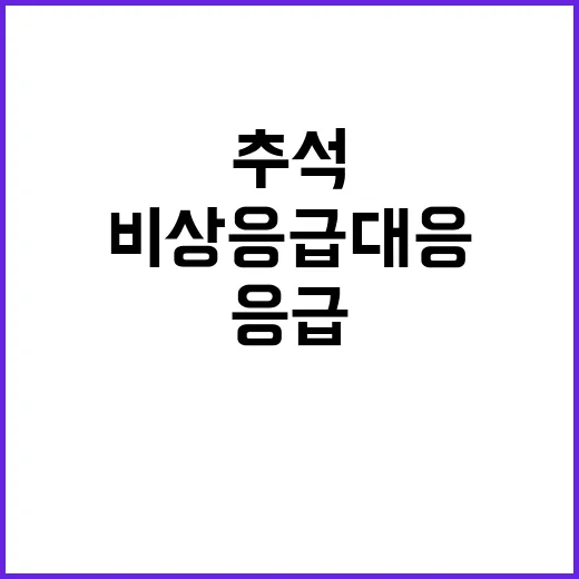 추석 비상응급 대응 오늘부터 집중 지원!