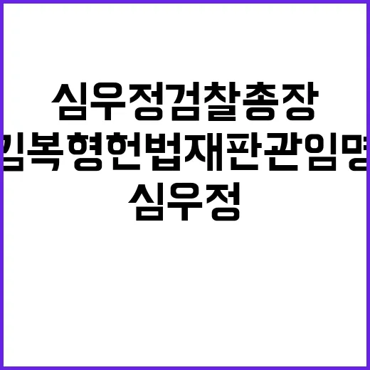 윤석열 김복형 헌법재판관 임명과 심우정 검찰총장 승인