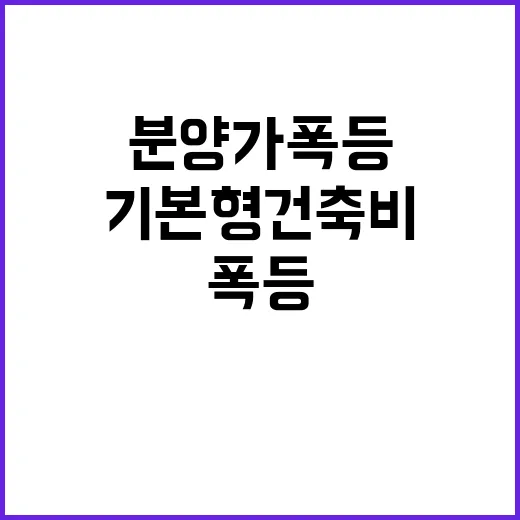 분양가 폭등 경고! 기본형 건축비 충격 인상