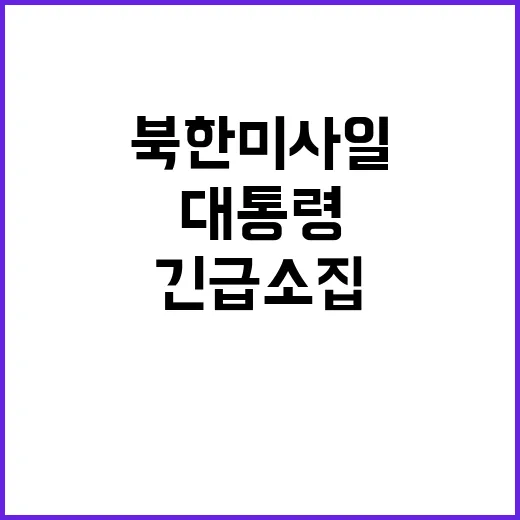 북한 미사일 대통령 안보회의 긴급 소집