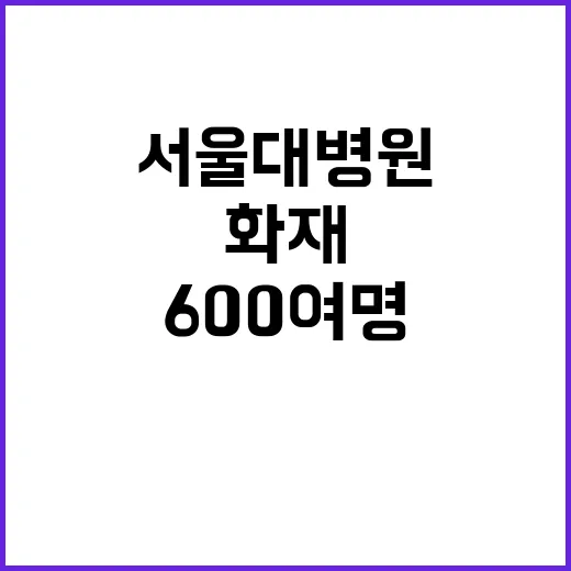 서울대병원 화재! 600여 명 긴급 대피!