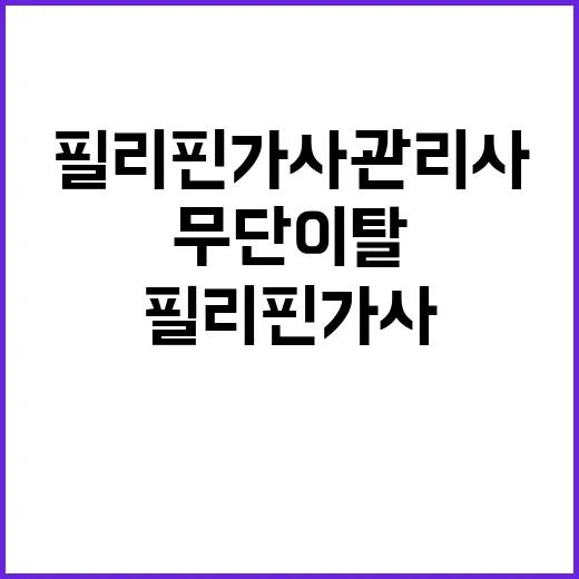 필리핀 가사관리사 무단이탈 서울시 대책 협의