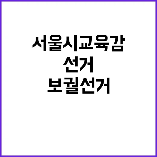 서울시 교육감 보궐선거 당신의 선택은?