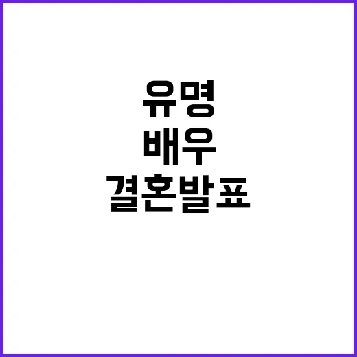 헤드라인 충격! 유명 배우 결혼 발표