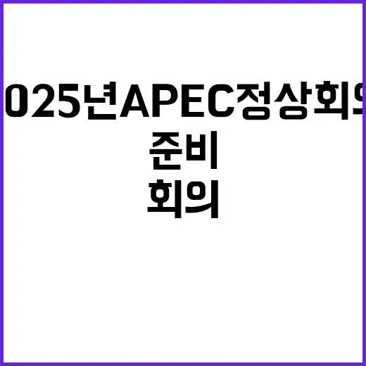 2025년 APEC 정상회의 의결 준비 계획 완전 공개!