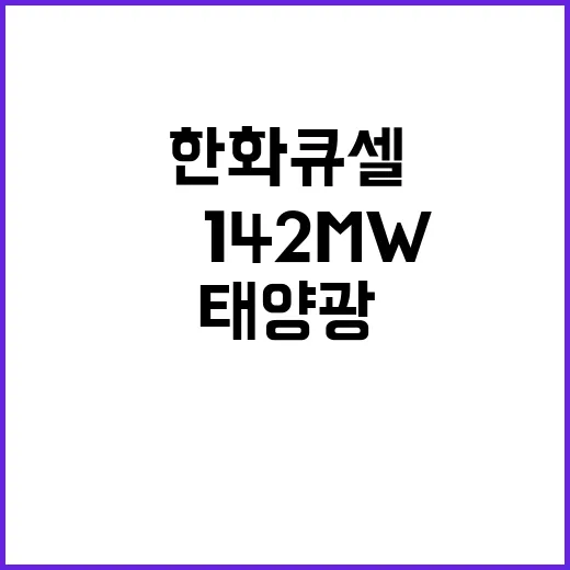 한화큐셀 美 142MW 태양광 사업 PSE 매각!