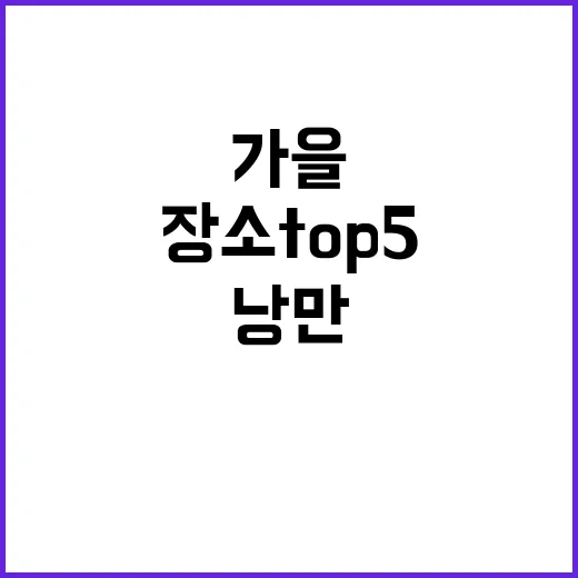 가을 낭만 도심 속 특별한 만끽 장소 TOP 5!