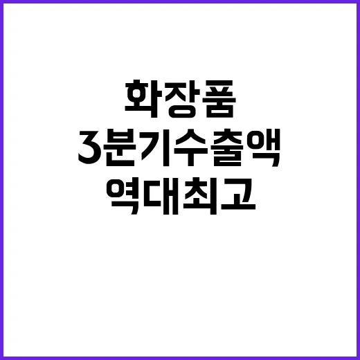 국산 화장품 3분기 수출액 역대 최고 74억 달러!