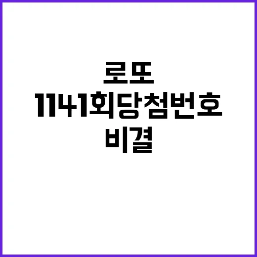 로또 대박 1141회 당첨번호와 당첨 비결 공개!