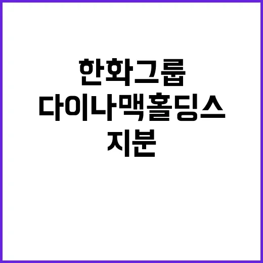 한화그룹 지분 매수 인상 다이나맥 홀딩스의 미래는?