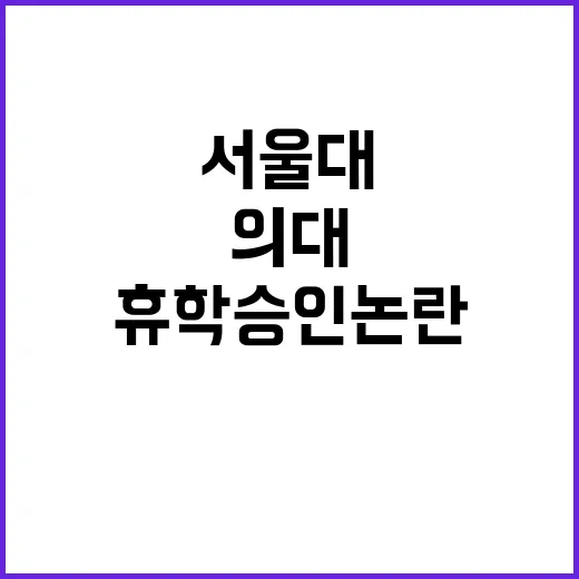 서울대 총장 의대 휴학 승인 논란 해결 방안 발표!