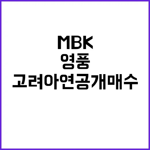 고려아연 공개매수 MBK·영풍의 법적 대응 예고!