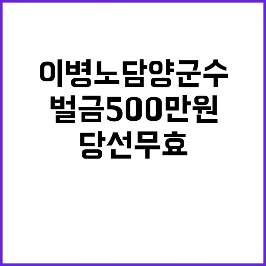 이병노 담양군수 항소심 벌금 500만원 당선무효!