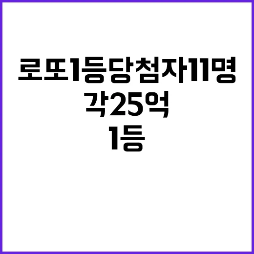 로또 1등 당첨자 11명 각 25억의 행운!