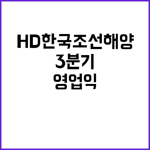 영업익 급증! HD한국조선해양 3분기 전년 대비 477.4%↑