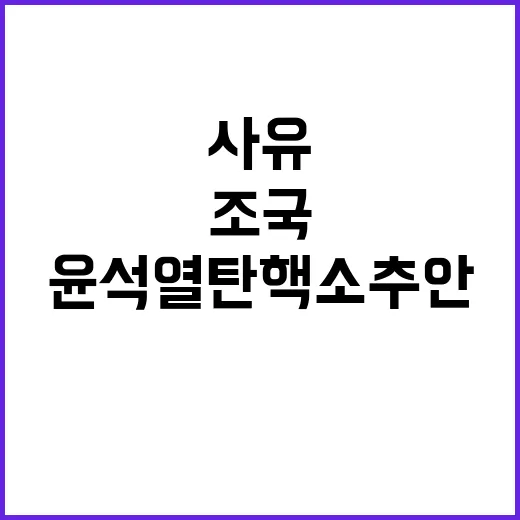 조국 윤석열 탄핵소추안 발표 15가지 사유 공개!