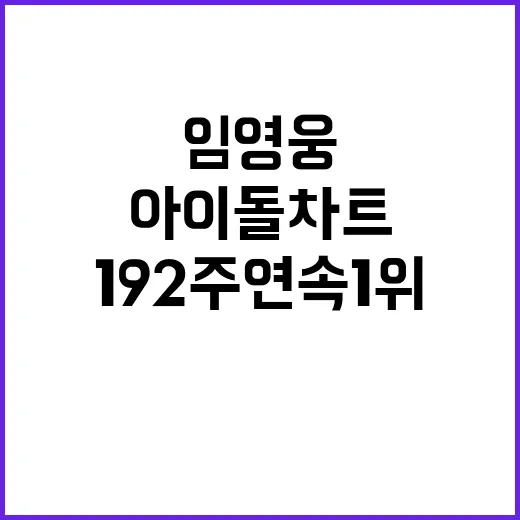 임영웅 전설의 아이돌차트 192주 연속 1위!