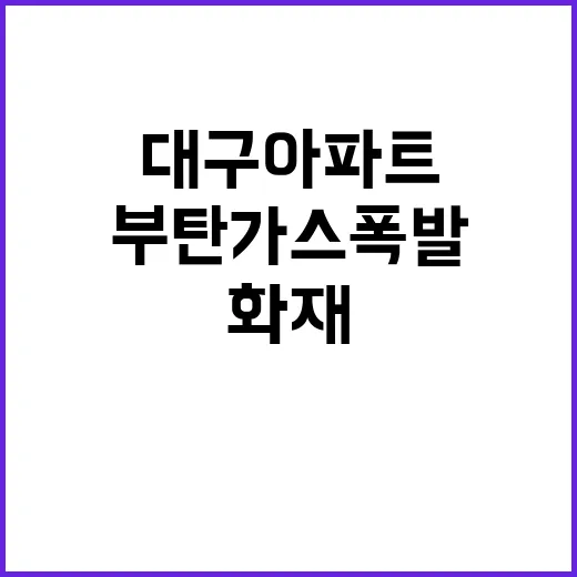 부탄가스 폭발 대구 아파트 화재 주민 대피 구조 긴박 상황!