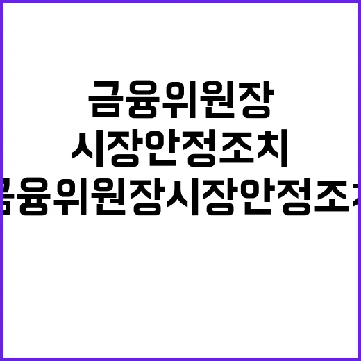 금융위원장 시장안정 조치와 금융정책 일관 추진 선언!