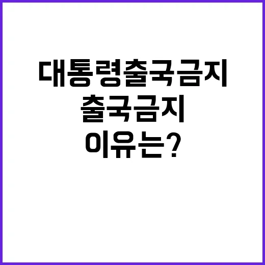 대통령 출국금지 과연 이유는?