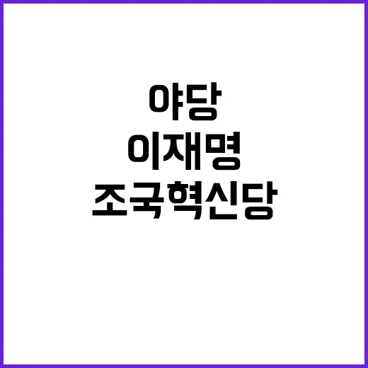 이재명 발언 조국혁…