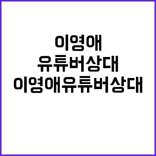 이영애 유튜버 상대…