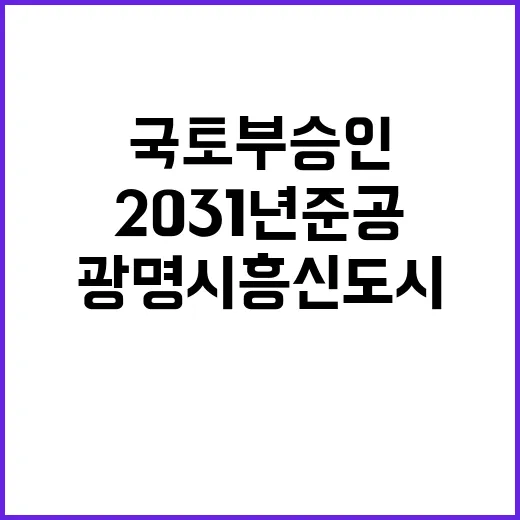 광명시흥 신도시 국토부 승인 2031년 준공 대장정