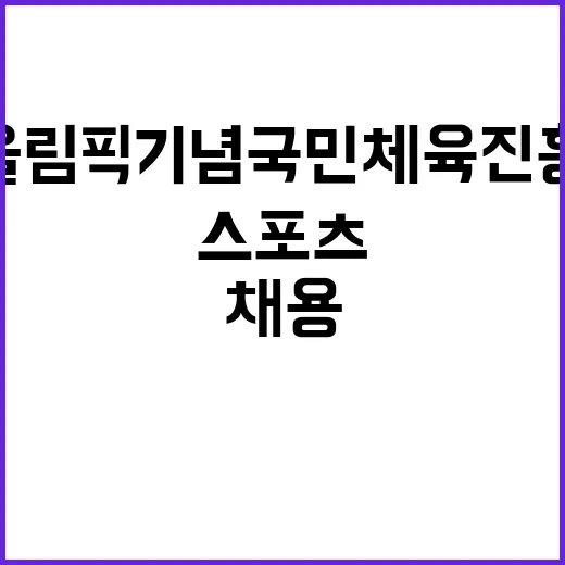 서울올림픽기념국민체육진흥공단 전임직(단기업무) 스포츠지도사A 채용 공고 