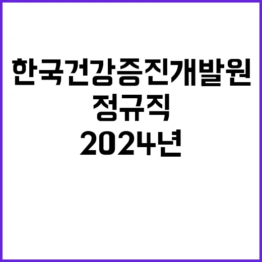 한국건강증진개발원 2024년 직원(일반직, 공무직) 채용 공고