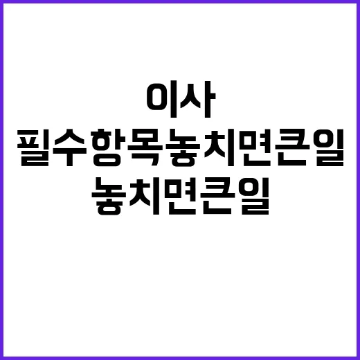 이사 신청 필수 항목 놓치면 큰일!