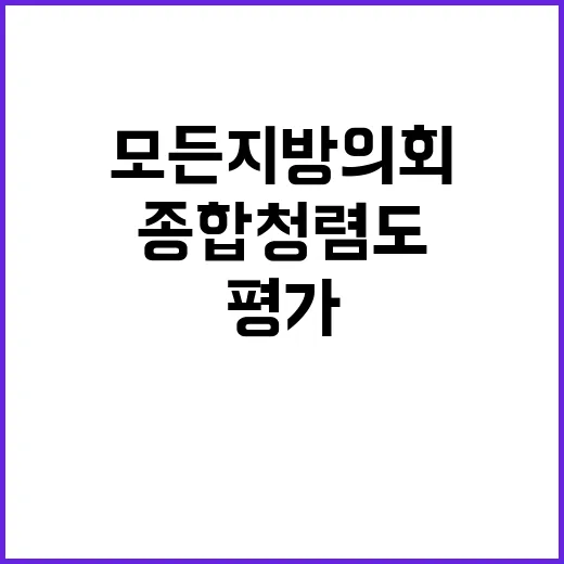 종합청렴도, 모든 지방의회 평가 시작! 클릭하세요!