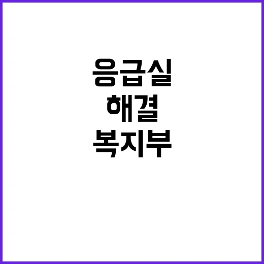 응급실 문제 복지부의 다각적 해결 방안 공개!