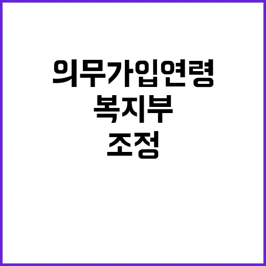 의무가입 연령 조정 복지부의 장기적 계획 공개!