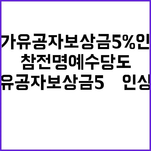 국가유공자 보상금 5% 인상 참전명예수당도 증가!