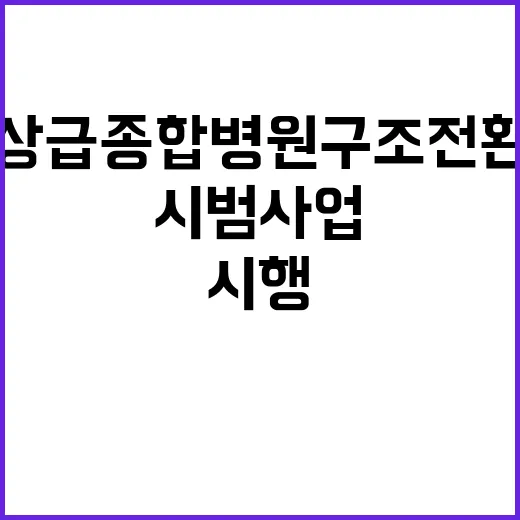 상급종합병원 구조전환 내달 시범사업 본격 시행!