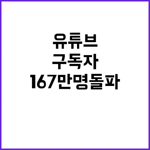 임영웅 유튜브 구독자 167만명 돌파 소식!