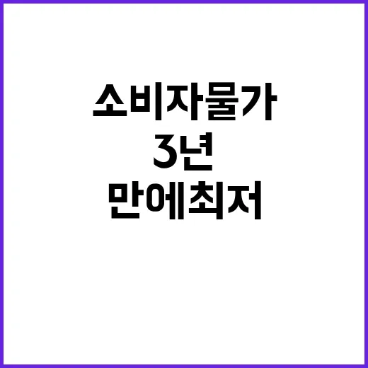 물가 하향 안정세 소비자물가 3년 만에 최저!