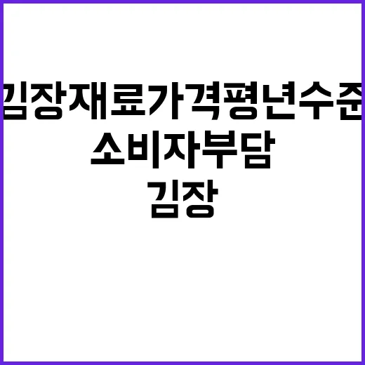 김장재료 가격 평년 수준의 소비자 부담 낮춘다!